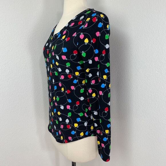 No Boundaries Christmas Lights Soft T Shirt M 7-9 Long Sleeve Holiday Sleepover - Picture 6 of 9